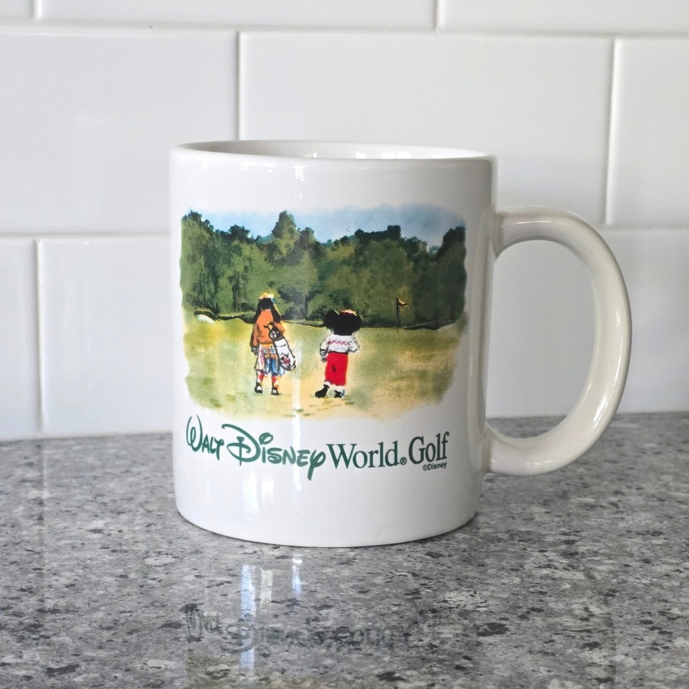 Walt Disney World Golf Mickey‎ Goofy Mug Linyi Silver Phoenix White 24 oz.